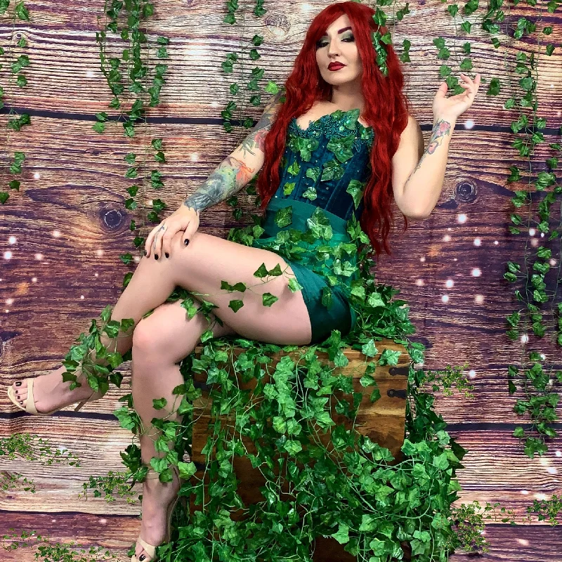 Big Savings Mother Nature Poison Ivy Corset and Skirt Costume Rave Cosplay Halloween