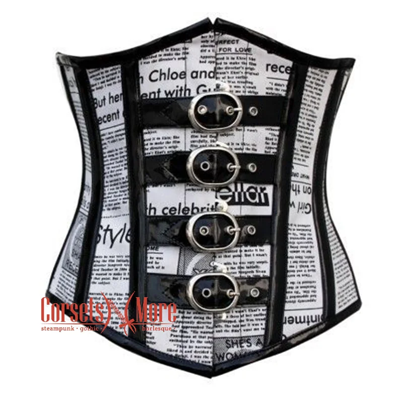 Limited Stock Newspaper Print Retro Theme Underbust Steampunk Corset