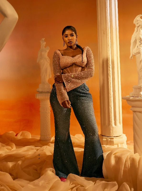 Weekend Discounts to Relish Noa Pink Embroidered Corset Top
