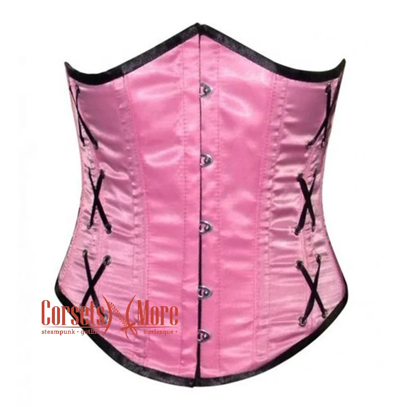 Massive Deals Pink Satin Steampunk Underbust Bustier Corset