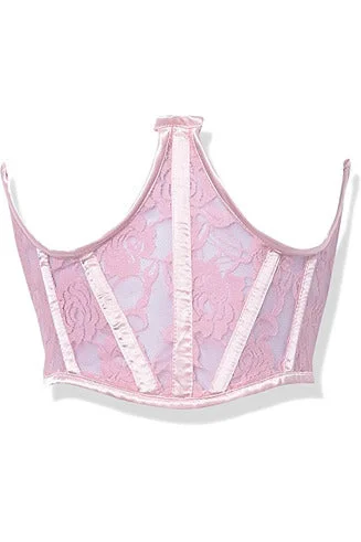Warehouse Sale Pink Sheer Lace Underwire Corset