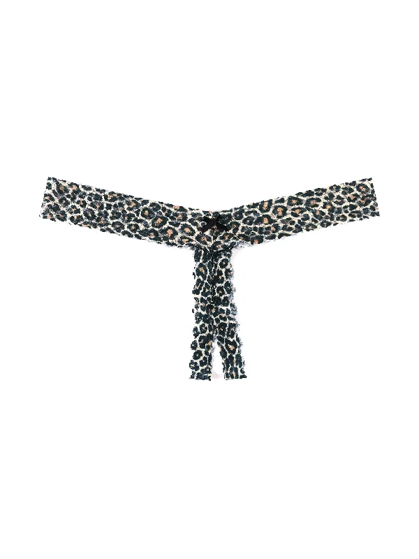 Season Finale Sale &oh™ Plus Size Signature Lace Crotchless Thong Classic Leopard
