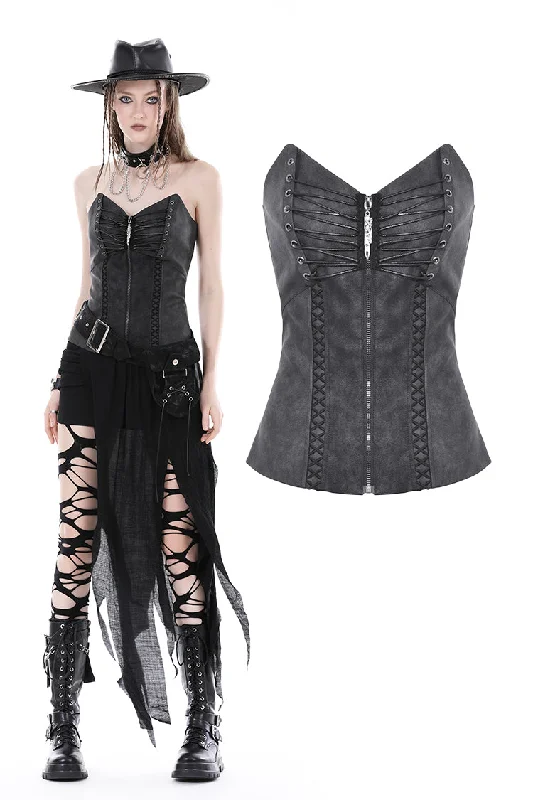 Year-End Sale Punk dye lace up zipper corset CW062
