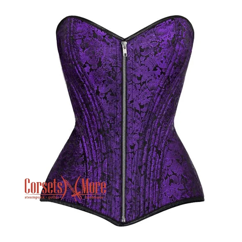 Big Discounts Purple Brocade Steel Boned Steampunk Gothic Overbust Corset
