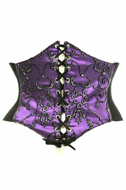 Weekend Discounts to Relish Purple Embroidered Corset Belt Cincher