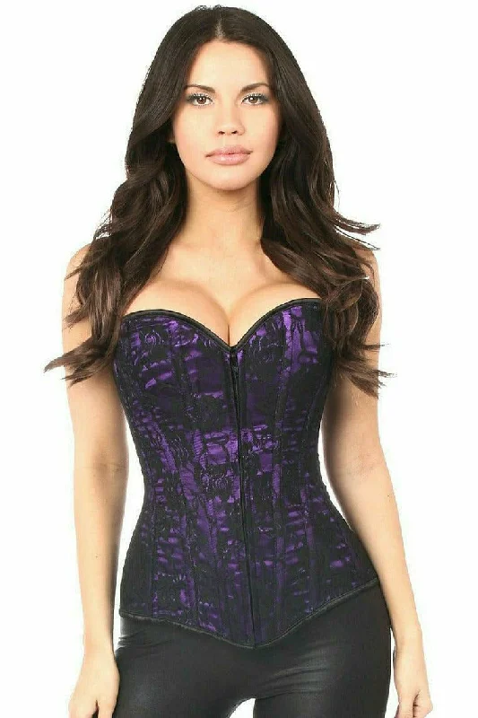 Weekend Deals That Spark Purple Lace Front Zipper Corset