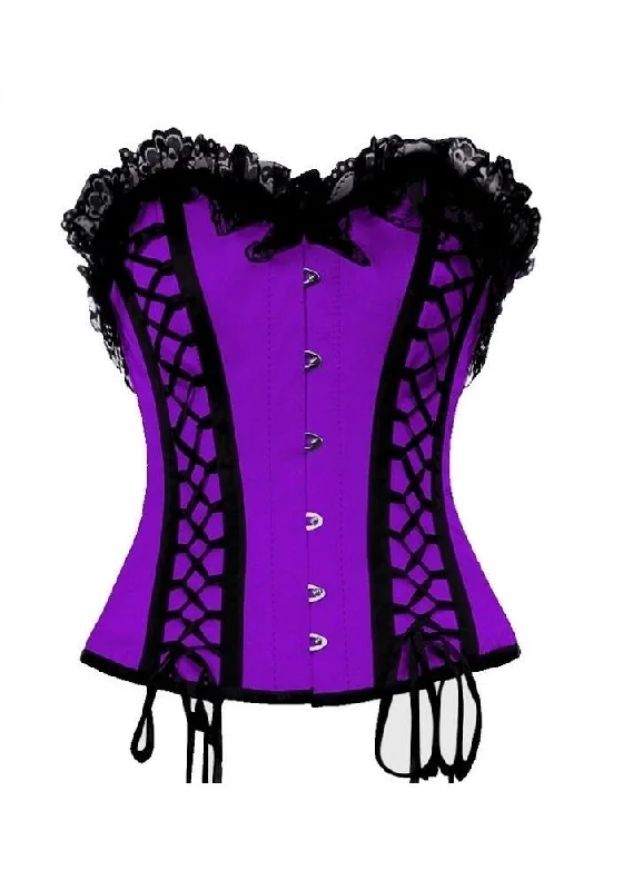 Today's Deal Today's Deal Purple Satin Black Lacing Overbust Corset Waist Training Mardi Gras Costume Today's Deal Today's Deal Purple Satin Black Lacing Overbust Corset Waist Training Mardi Gras Costume
