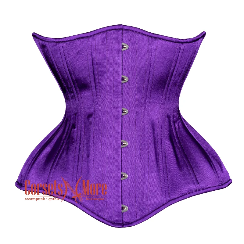 Fantastic Savings Purple Satin Double Boned Burlesque Long Underbust Gothic Corset