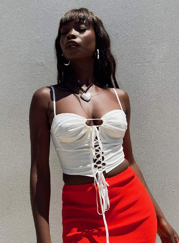 Daily Specials Pyrel Lace Up Corset Top Ivory