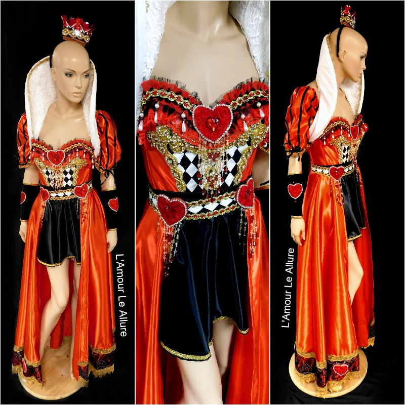 Super Deal Queen Of Hearts Corset Bustier Dress Gown - Renaissance - Alice in Wonderland