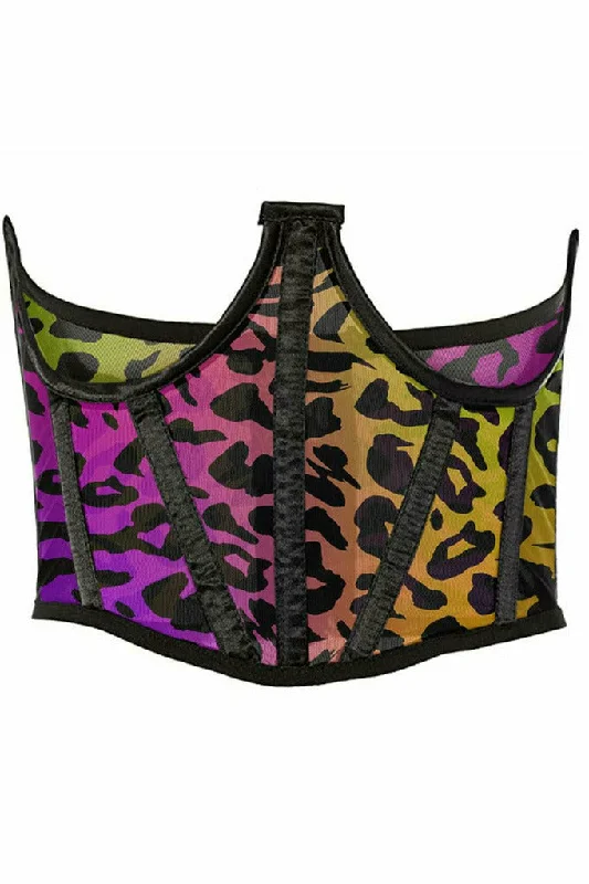 Weekend Offers That Sizzle Rainbow Animal Print Mesh Underbust Waist Cincher