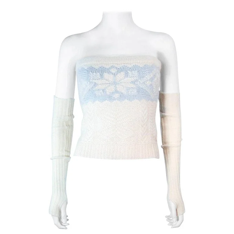 Savings Soar This Weekend RALPH LAUREN Baby Blue and Cream Tube Top w/ Sleeves Size XS Savings Soar This Weekend RALPH LAUREN Baby Blue and Cream Tube Top w/ Sleeves Size XS