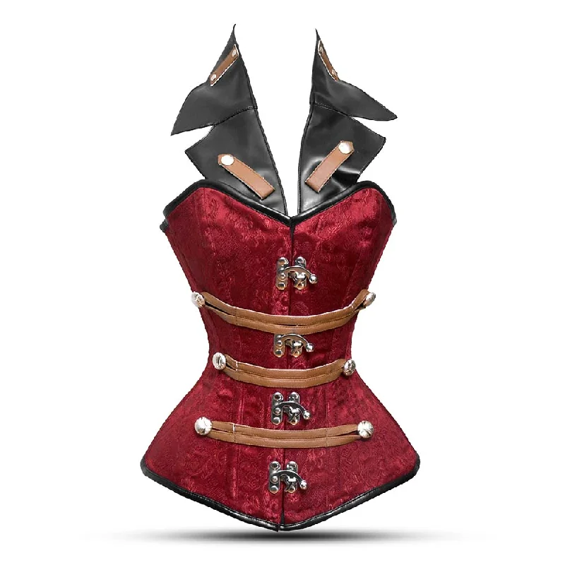 Weekend Specials to Grab Black and Red corset - Over Bust Corset with Leather Collars Weekend Specials to Grab Black and Red corset - Over Bust Corset with Leather Collars