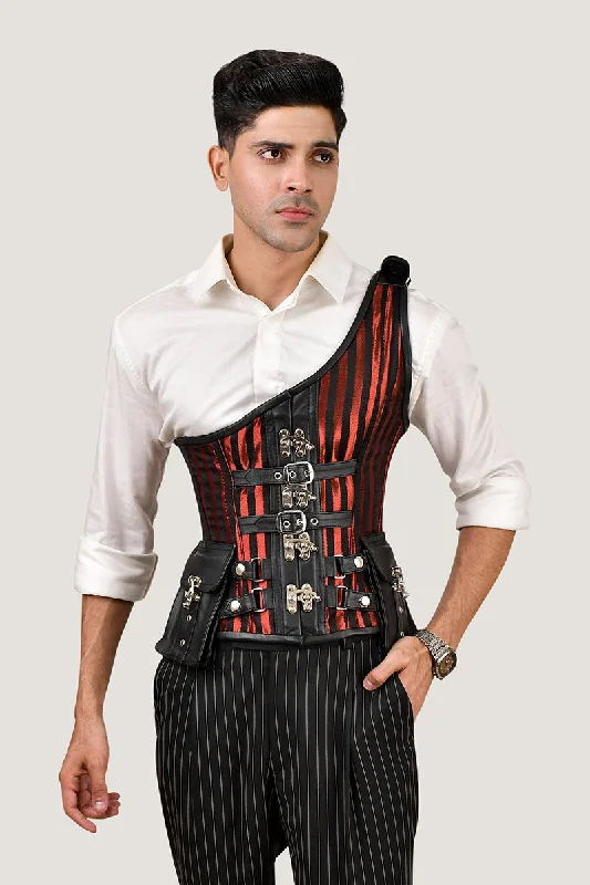 Daily Deals Red Brocade Corset with Shoulder Strap