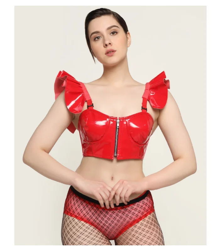 Weekend Savings Bonanza Red  Pvc Corset Top