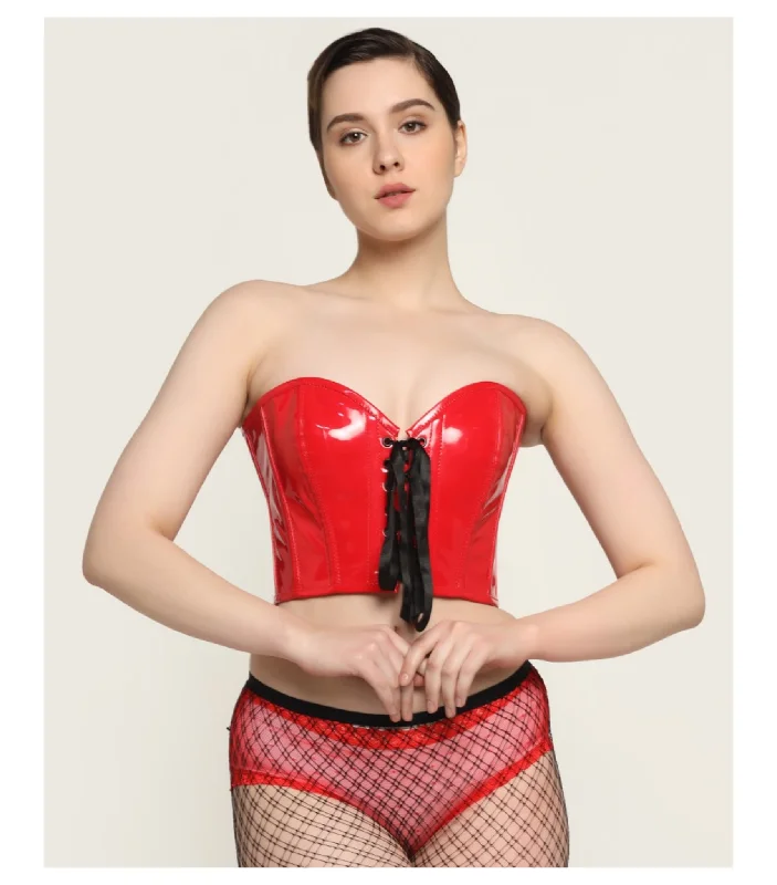 Online Exclusive Red  Pvc Corset Top
