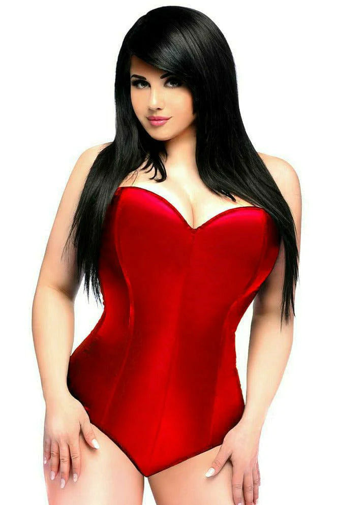 Massive Savings Red Satin Corset Romper