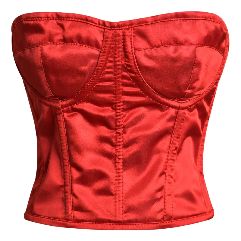 Weekend Deals to Brighten Your Day Red Satin corset top - Overbust Corset