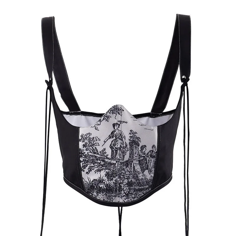 While Supplies Last Renaissance Vinatge Underbust Corset, Medieval Gothic Tapestery Corset, Renfaire Cupless Shoulder Strap Corset Belt