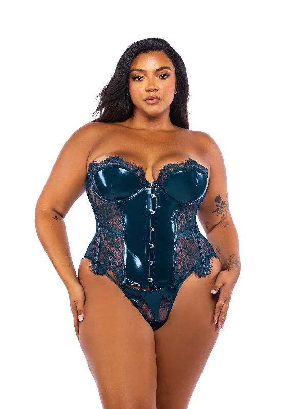 Price Rollback Roma Confidential Queen Eden Bustier 2-Piece Set Teal Blue