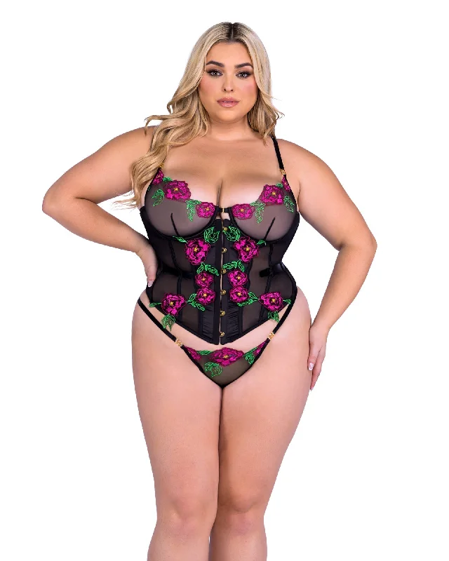 Midnight Sale Roma Confidential Queen Floral Embroidery Peony Paradise Corset Thong Set Midnight Sale Roma Confidential Queen Floral Embroidery Peony Paradise Corset Thong Set