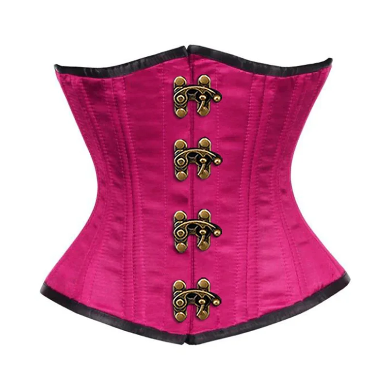 Special Discount Royal Pink Satin Double Bone Front Antique Clasps Gothic Underbust Bustier Corset Special Discount Royal Pink Satin Double Bone Front Antique Clasps Gothic Underbust Bustier Corset