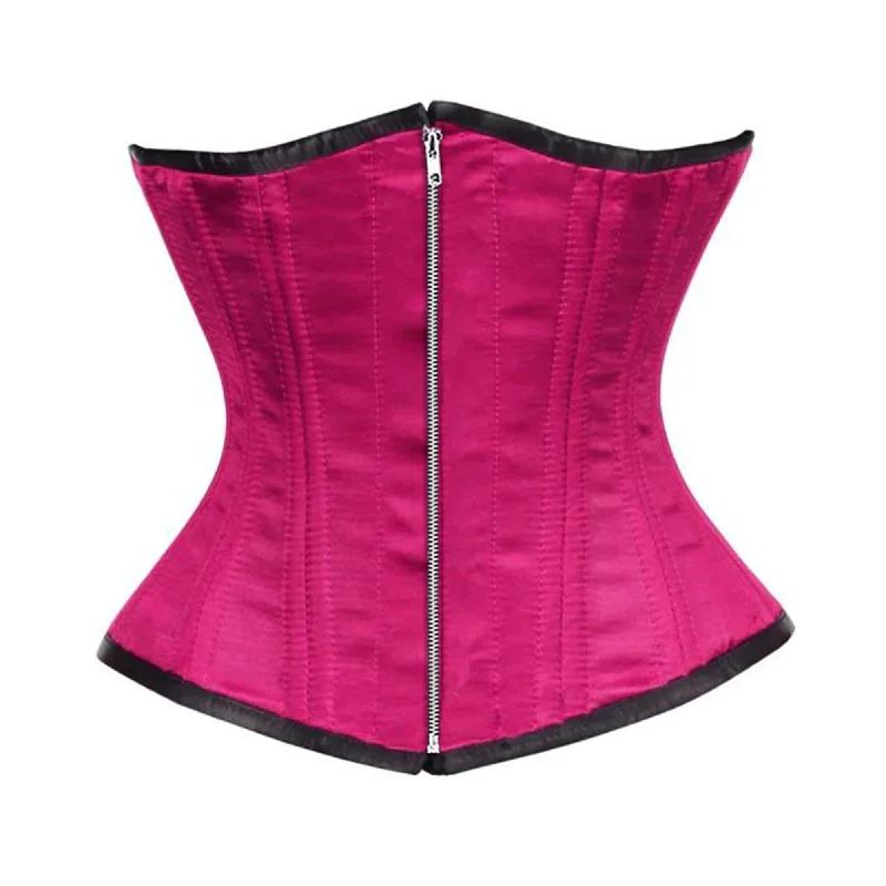 Buy More, Save More Royal Pink Satin Double Bone Front Silver Zipper Gothic Underbust Bustier Corset Buy More, Save More Royal Pink Satin Double Bone Front Silver Zipper Gothic Underbust Bustier Corset