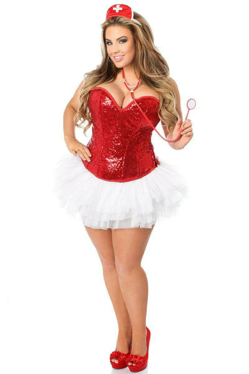 Act Fast Sequin Nurse Corset Costume