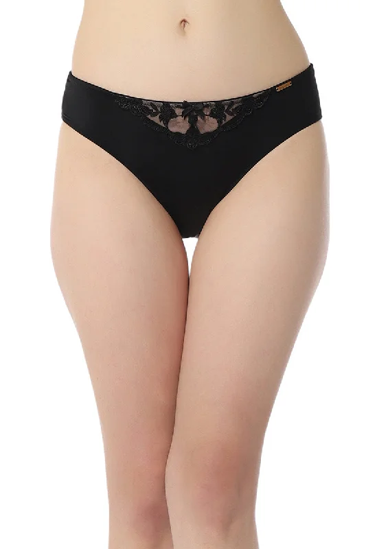 Massive Deals Sheer Luxe Bikini Panty - Black & Stucco