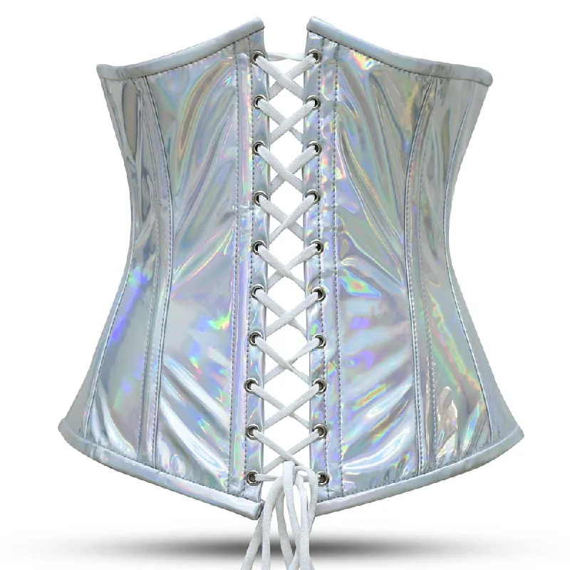 Price Drop Alert Shiny Silver Half Bust corset - Laced Corset