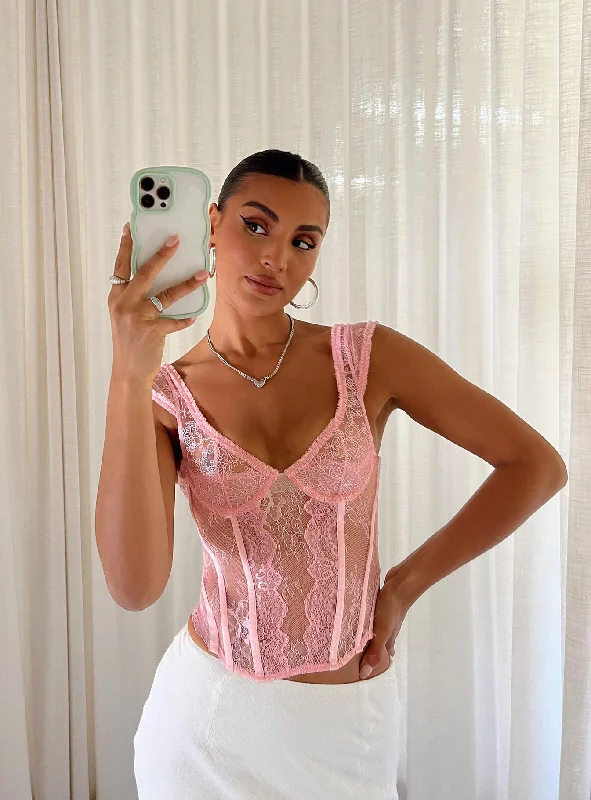Seasonal Clearance Some Like It Hot Lace Corset Pink