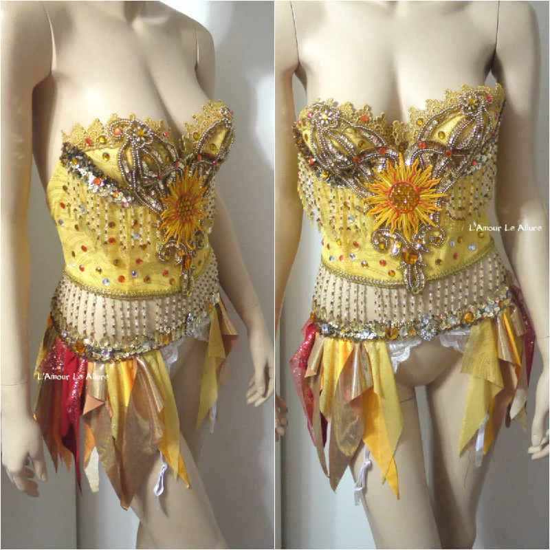 Today’s Deal Sun Rave Crop Top and Garter Belt Dance Halloween Costume Bra Corset
