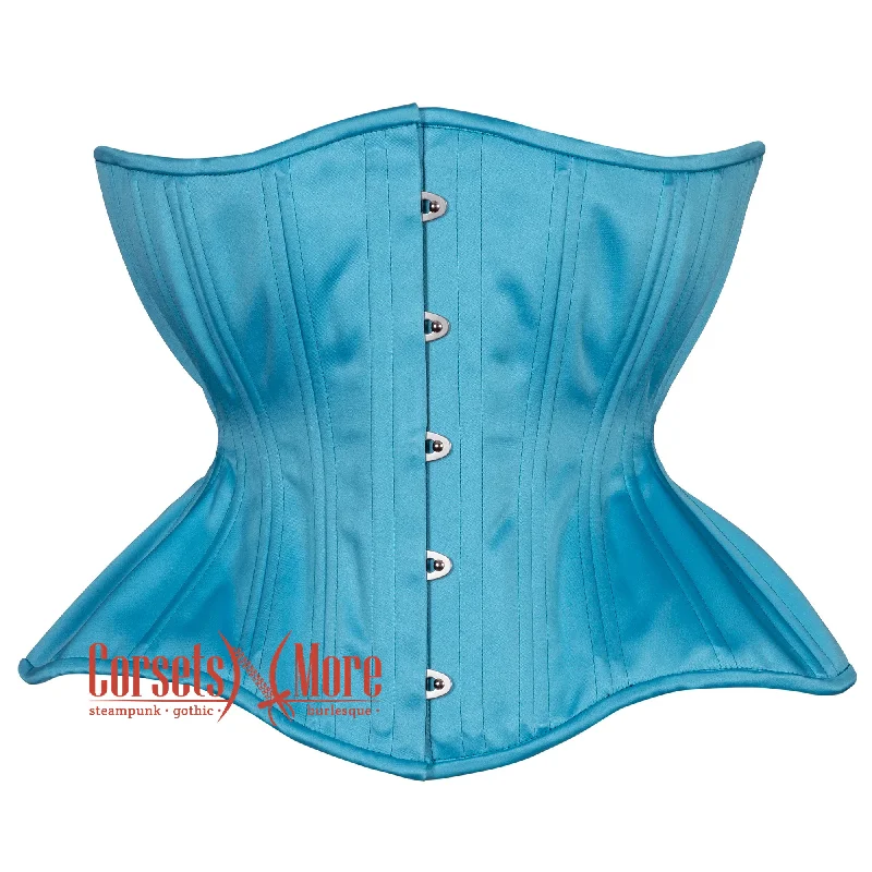 Best Choice Turquoise Satin Double Boned Burlesque Long Underbust Gothic Corset