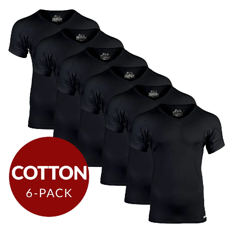 Weekend Deals That Wow Weekend Deals That Wow V-Neck Cotton Sweat Proof Undershirt For Men - Black 6-Pack