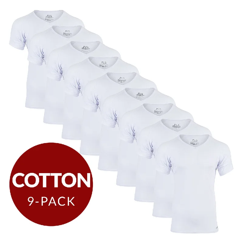 Weekend Deals That Amaze Weekend Deals That Amaze V-Neck Cotton Sweat Proof Undershirt For Men - White 9-Pack