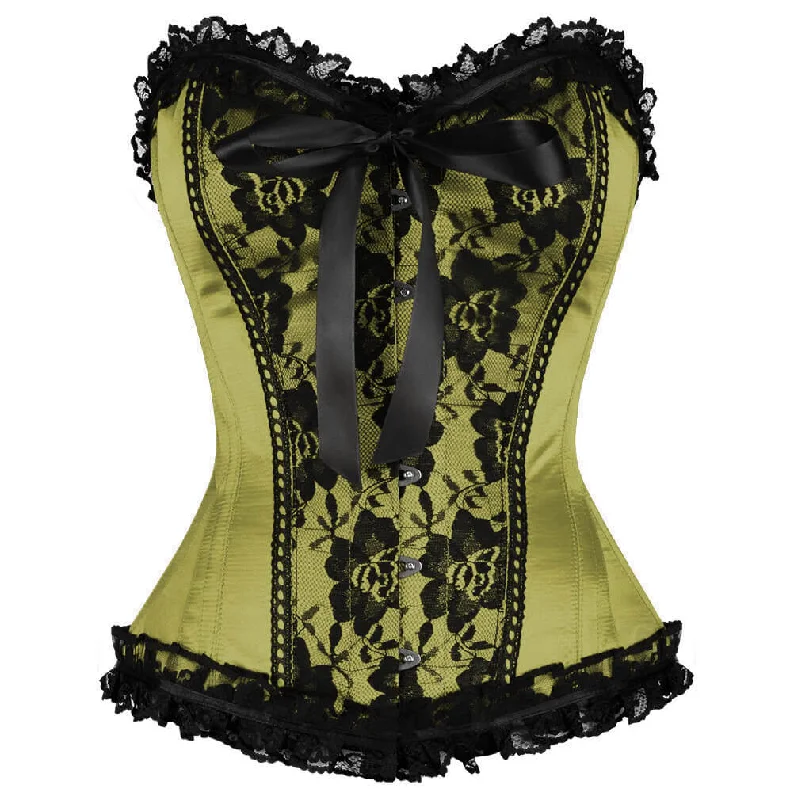 Weekend Discounts to Celebrate Weekend Discounts to Celebrate Waist Training Olive Green Satin Corset Black Frill N Net Gothic Burlesque Overbust Weekend Discounts to Celebrate Weekend Discounts to Celebrate Waist Training Olive Green Satin Corset Black Frill N Net Gothic Burlesque Overbust