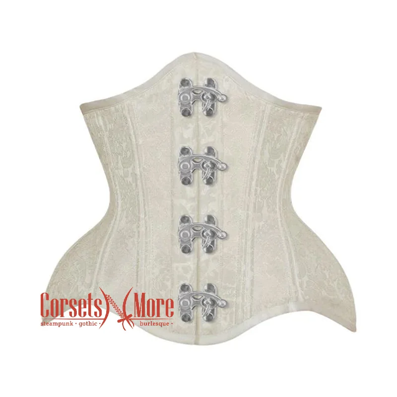 Weekend Bargains Just for You White Brocade With Front Clasps Gothic Underbust Waist Training Corset Weekend Bargains Just for You White Brocade With Front Clasps Gothic Underbust Waist Training Corset