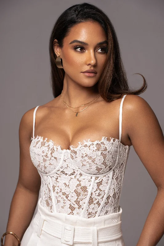 Weekend Deals You Can't Resist White Grecia Lace Bustier Top