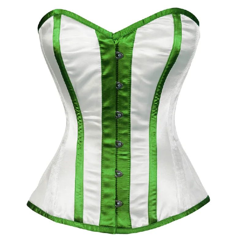 Weekend Savings Delight Weekend Savings Delight White Satin Corset Green Stripes Gothic Burlesque Waist Training Overbust Weekend Savings Delight Weekend Savings Delight White Satin Corset Green Stripes Gothic Burlesque Waist Training Overbust