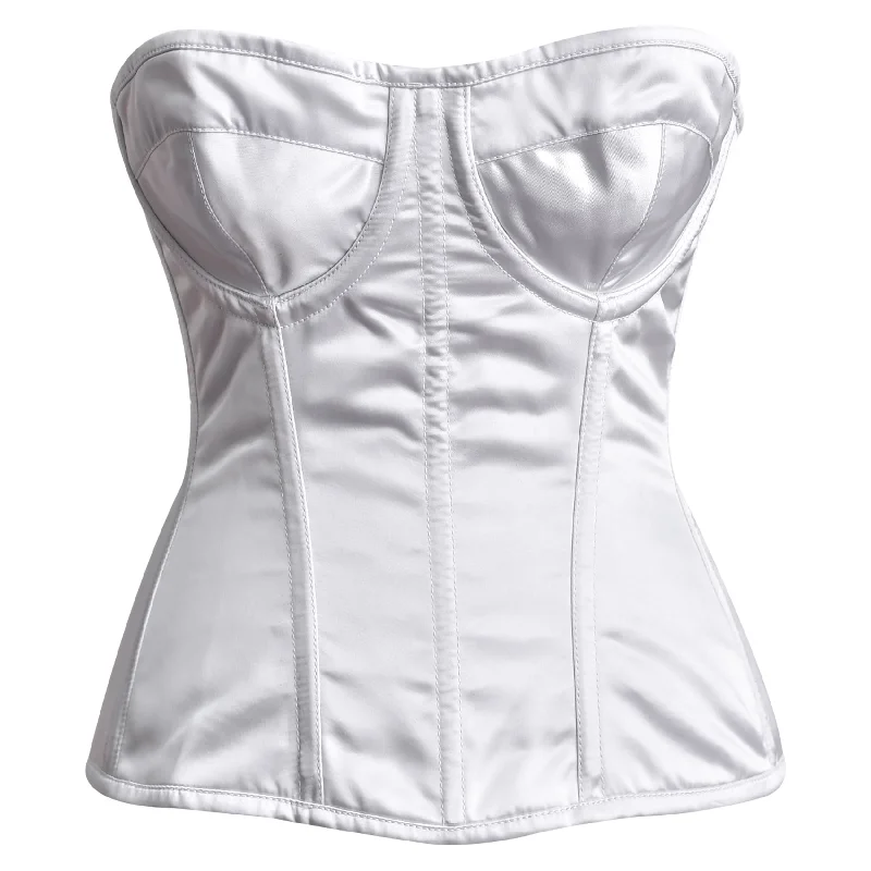 Super Sale White Satin corset top - Overbust Corset