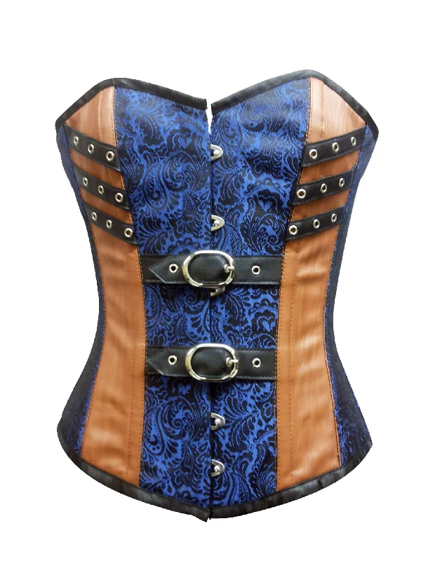 Weekend Specials to Relish Weekend Specials to Relish Women’s Blue Brocade Brown Leather Gothic Steampunk Bustier Waist Training Overbust Corset Costume Weekend Specials to Relish Weekend Specials to Relish Women’s Blue Brocade Brown Leather Gothic Steampunk Bustier Waist Training Overbust Corset Costume