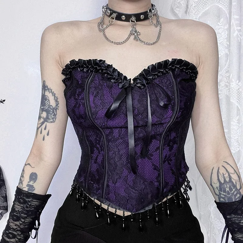 Limited Edition Women's Gothic Lace Splice Tassel Bustier