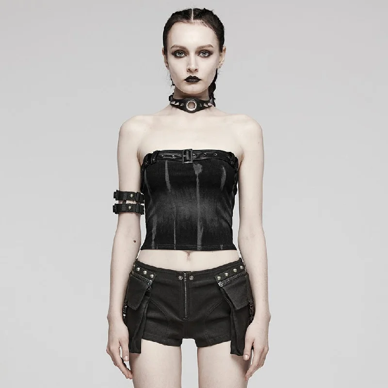 Fantastic Offers Women's Punk  Buckle Eyelet Bustier