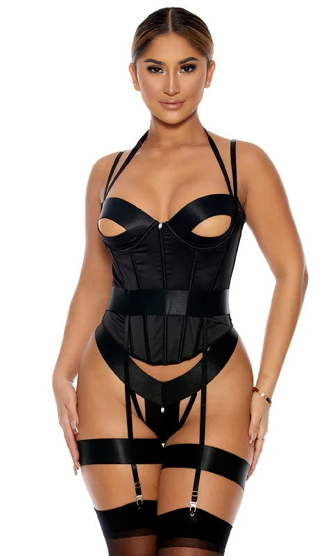The Best Prices You Can Peek Bustier with Garters, Panty, and Thigh Straps