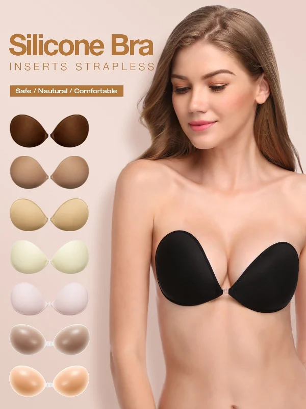 Limited Time Adhesive Push-up Reusable Self Silicone Bra Inserts Black