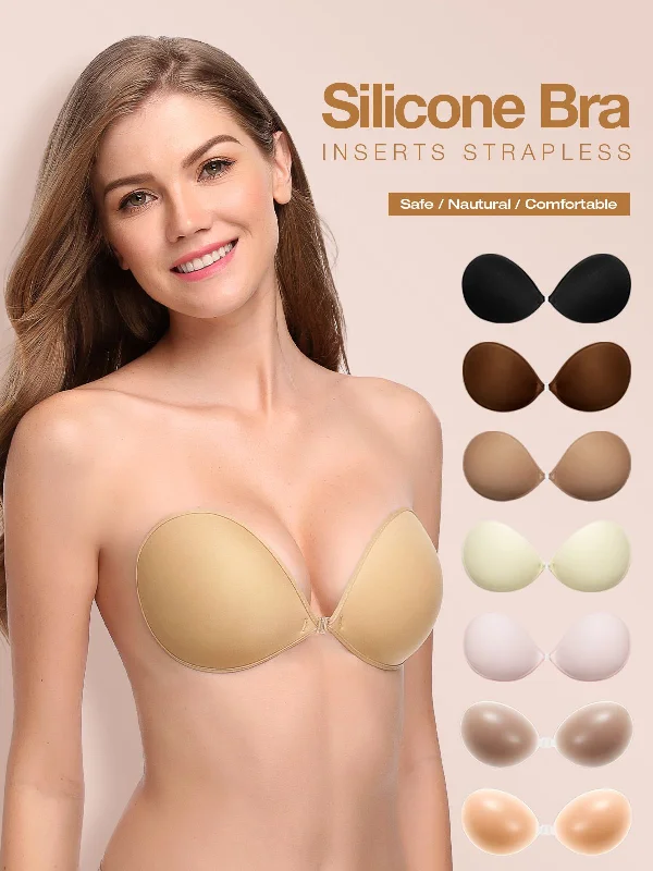 New Markdowns Adhesive Push-up Reusable Self Silicone Bra Inserts Pasty Bra Nude