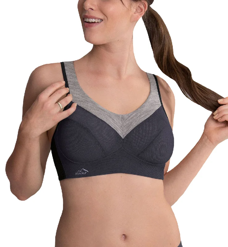 Weekend Discounts to Relish Anita PanAlp Wool Firm Support Softcup Sports Bra (5555) - Anthracite/Melange