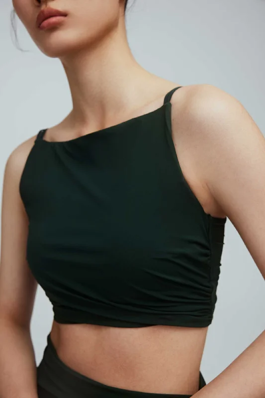 Flash Sale Ballet Pleated Boatneck Bra Top
