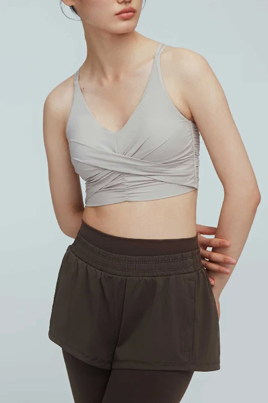 Take Advantage Ballet Pleated Plunge Bra Top