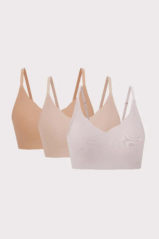 Members Only Barely Zero Fixed Cup Wavy Bra Trio
